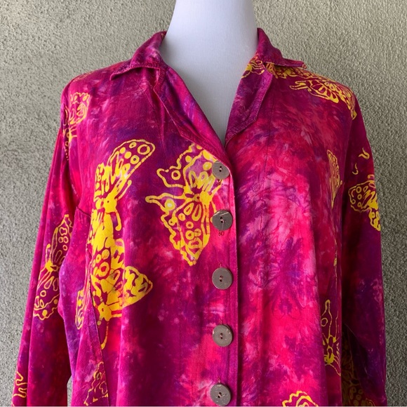 “Kimberley’s Travels” Hot Pink and Purple Butterfly Batik Dress size 2X - Picture 6 of 12